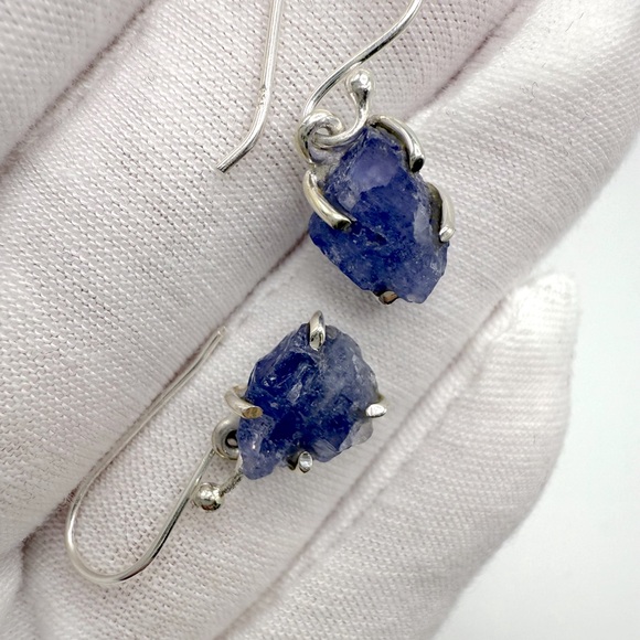 Tanzanite Rough Cut .925 Sterling Silver Earrings - Picture 4 of 16
